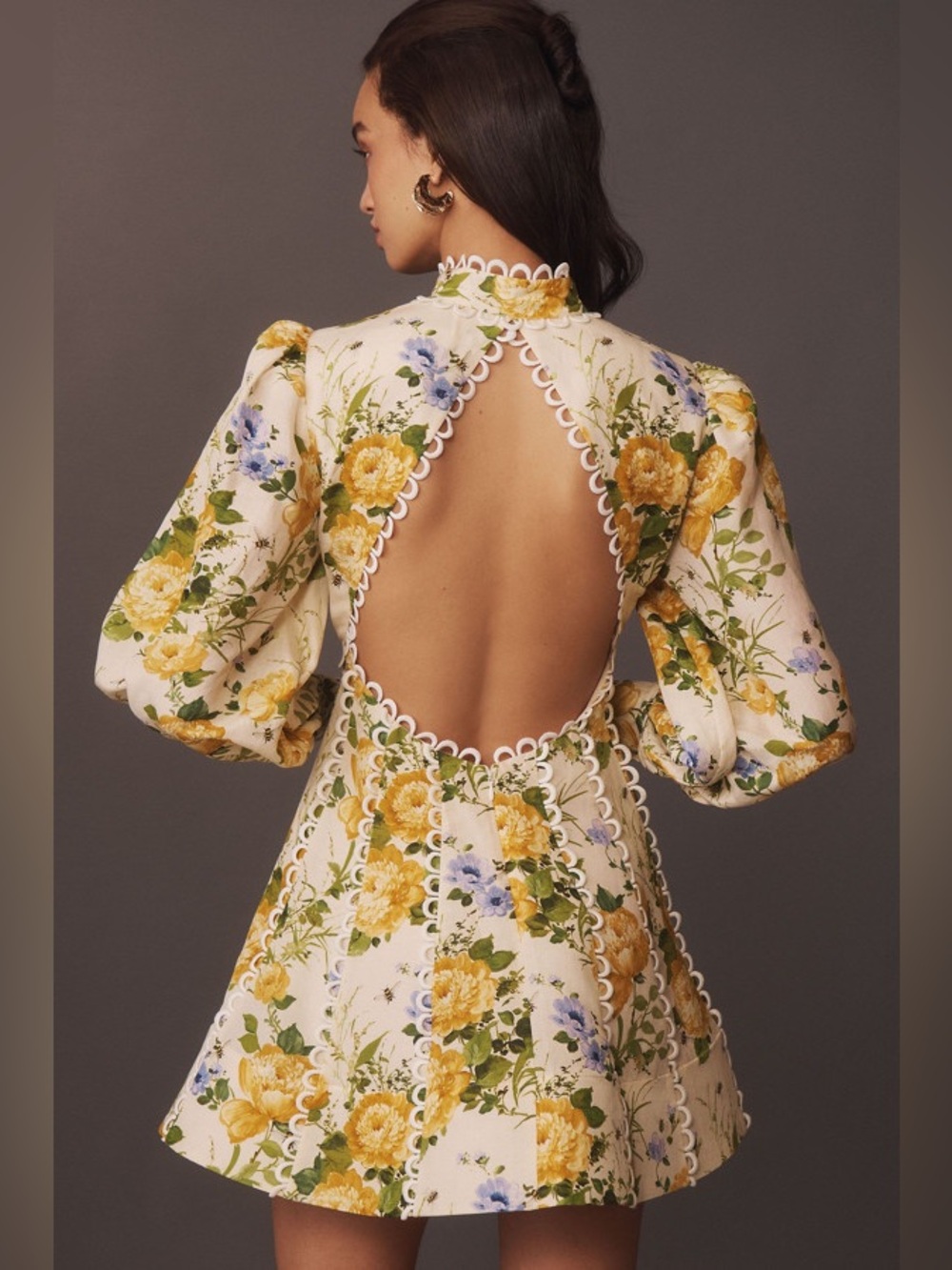 Anthropologie BHLDN Kali Long Sleeve Linen Fit & Flare Dress - Picture 3 of 4